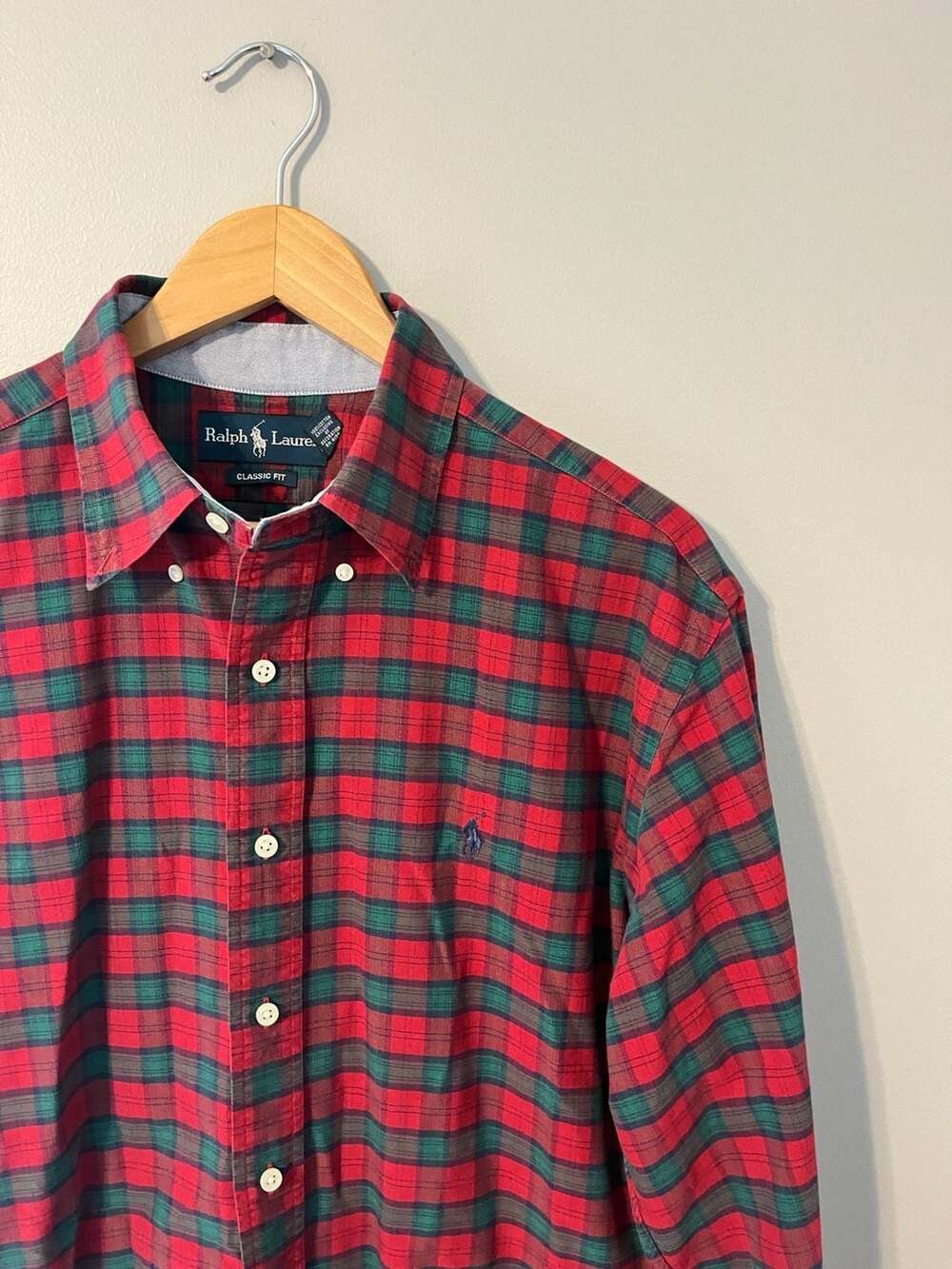 Polo Ralph Lauren, Classic Fit Red/Green Christmas Plaid Button Down, L